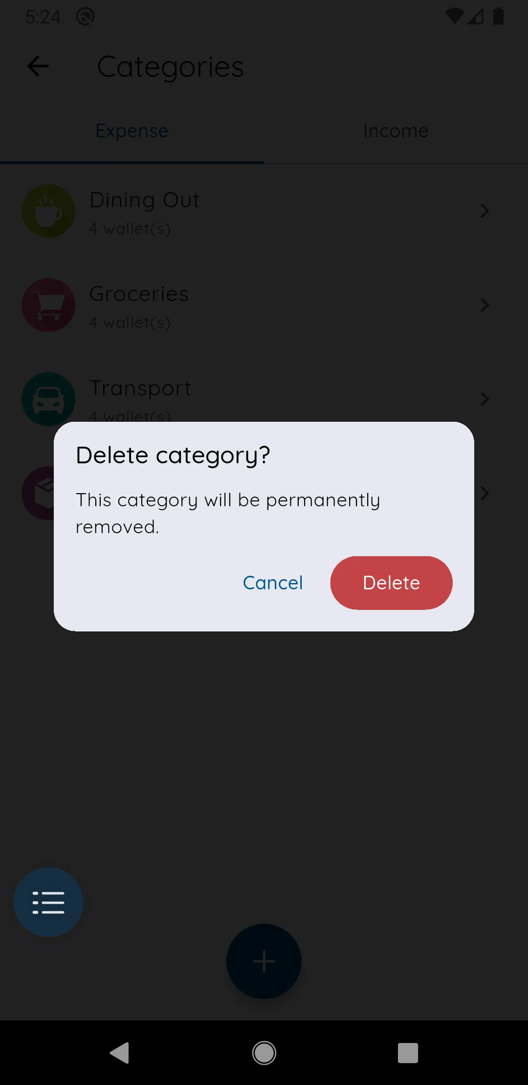Edit & delete a category