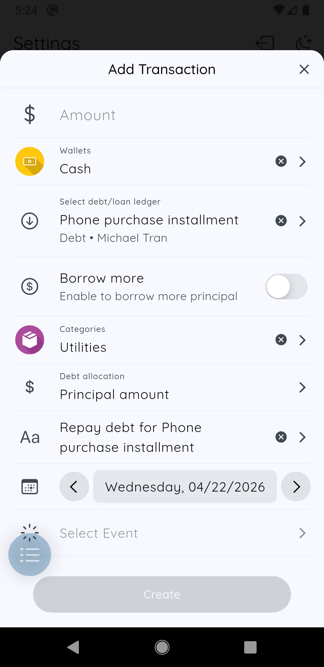 Partial or full repayment