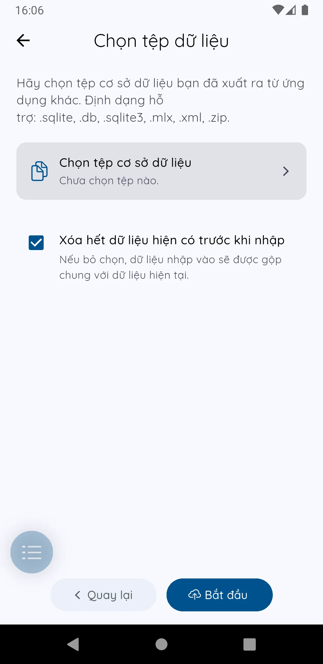 Tiến hành import