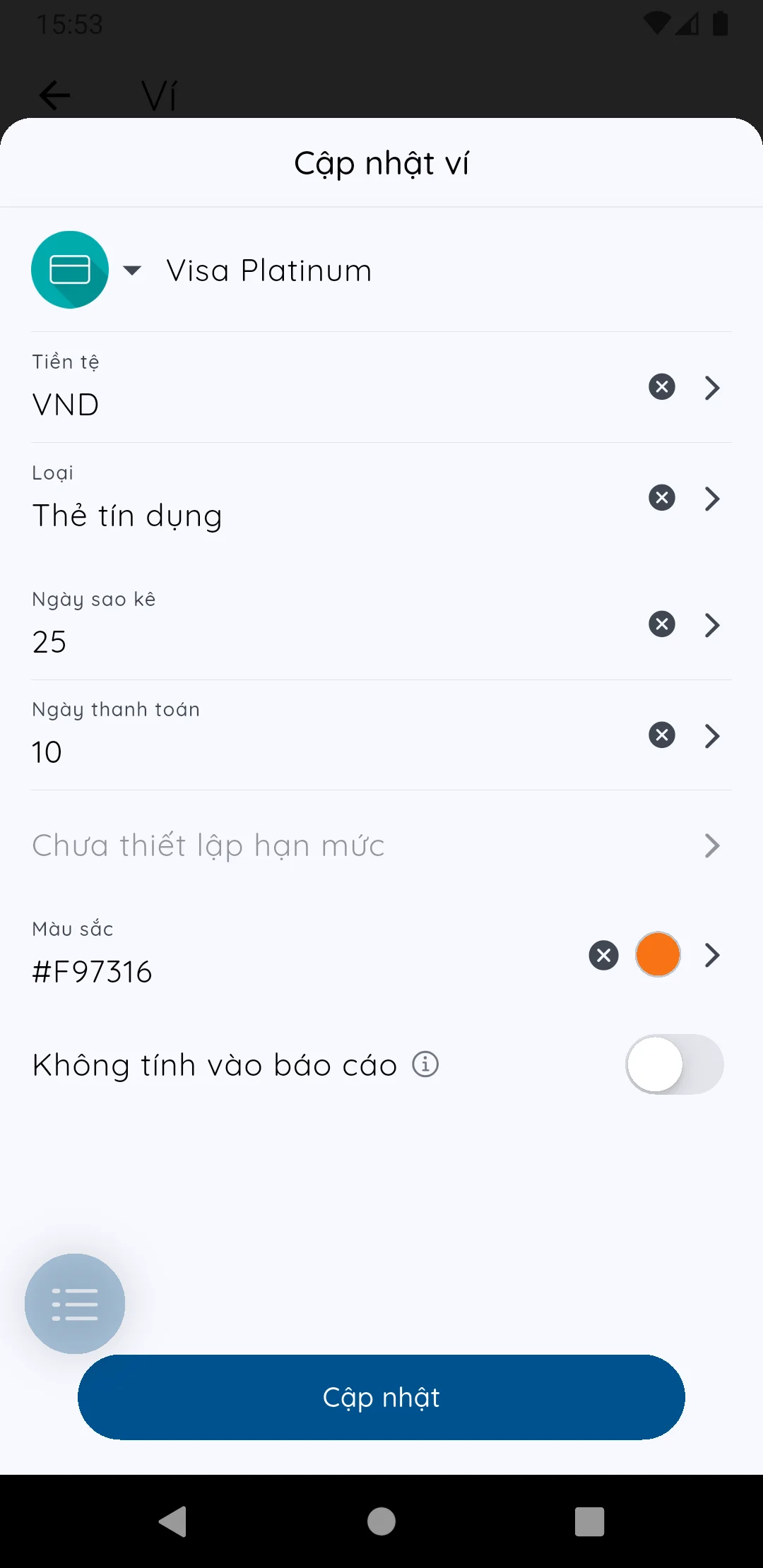 Ví thẻ tín dụng