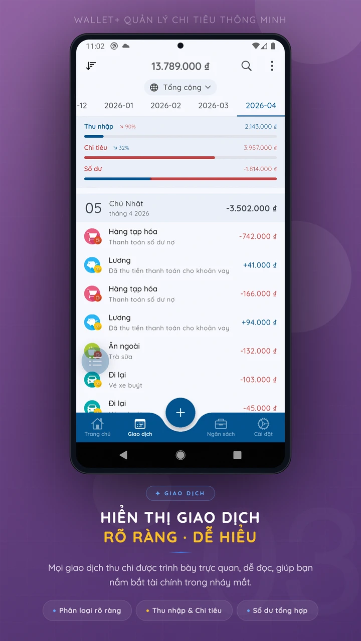 Ảnh chụp màn hình ứng dụng Wallet+ — màn hình 3 trên 6