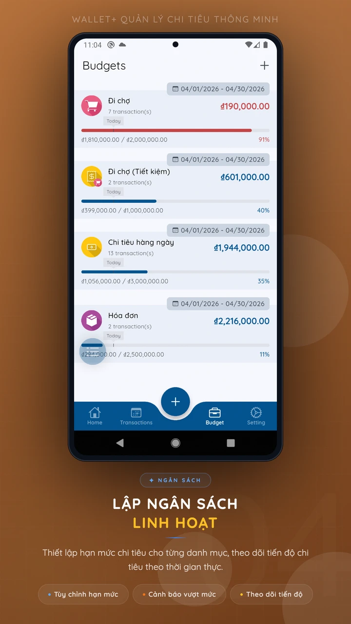 Ảnh chụp màn hình ứng dụng Wallet+ — màn hình 4 trên 6